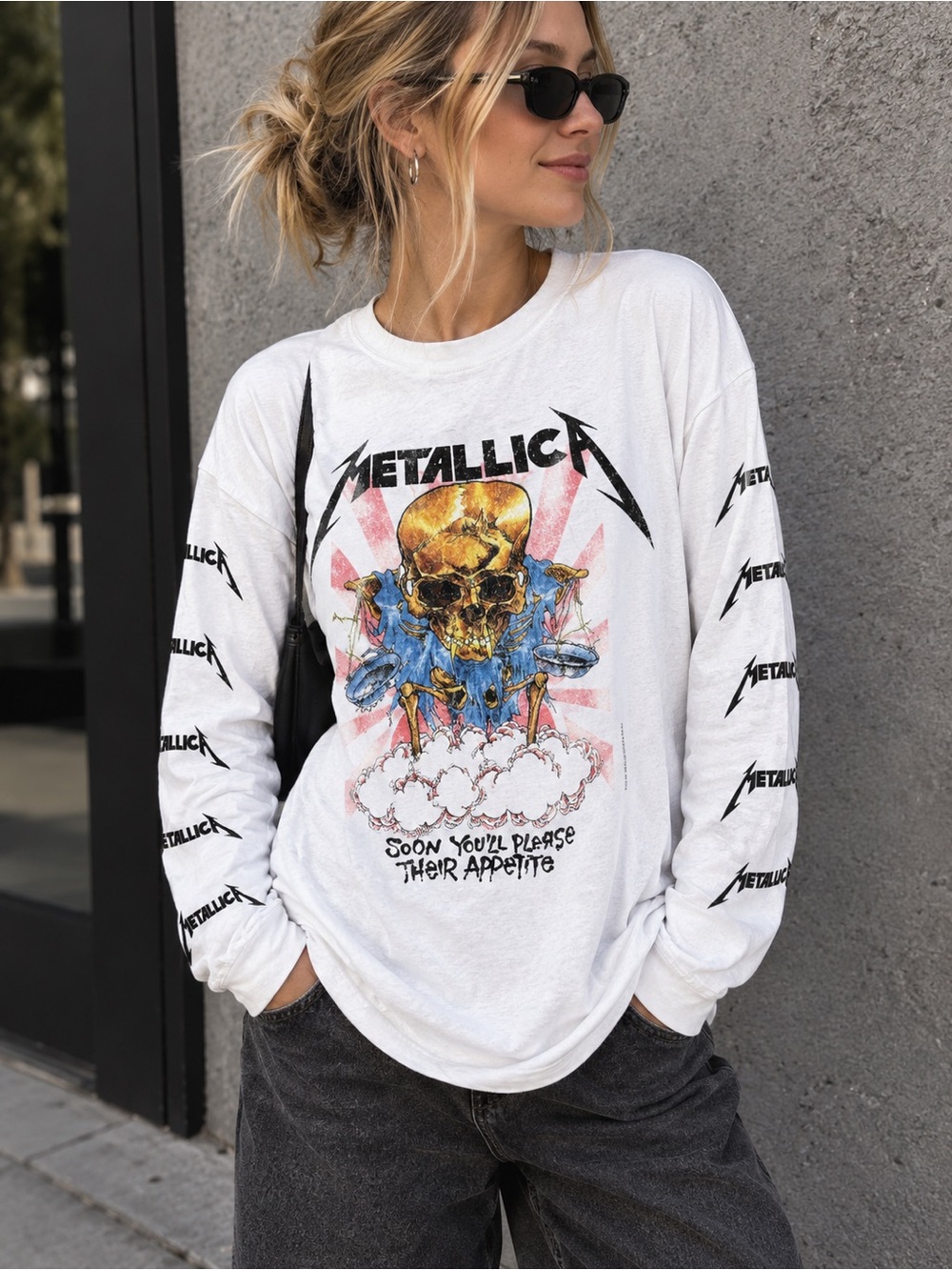 Divided H&M Long-Sleeve Graphic Band Tee Metallica unisex 80s metal rock small